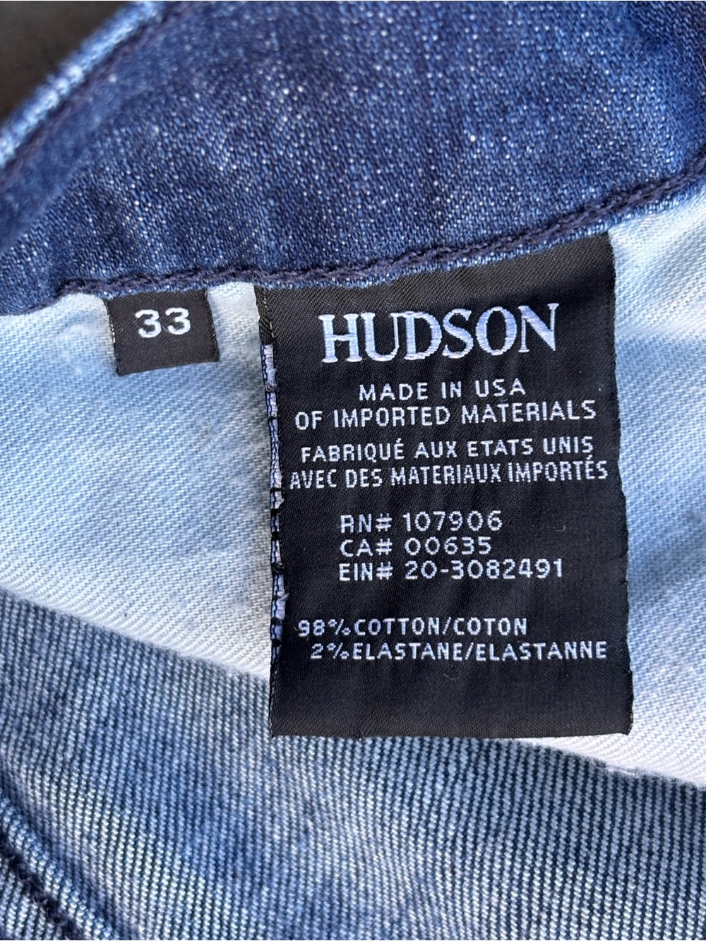 Hudson Blake Slim Straight Jeans Mens 33 x 34 Distressed Dark Wash Button Fly - Picture 7 of 8